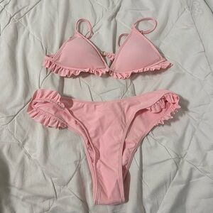 Pink Ruffled Bikini Set